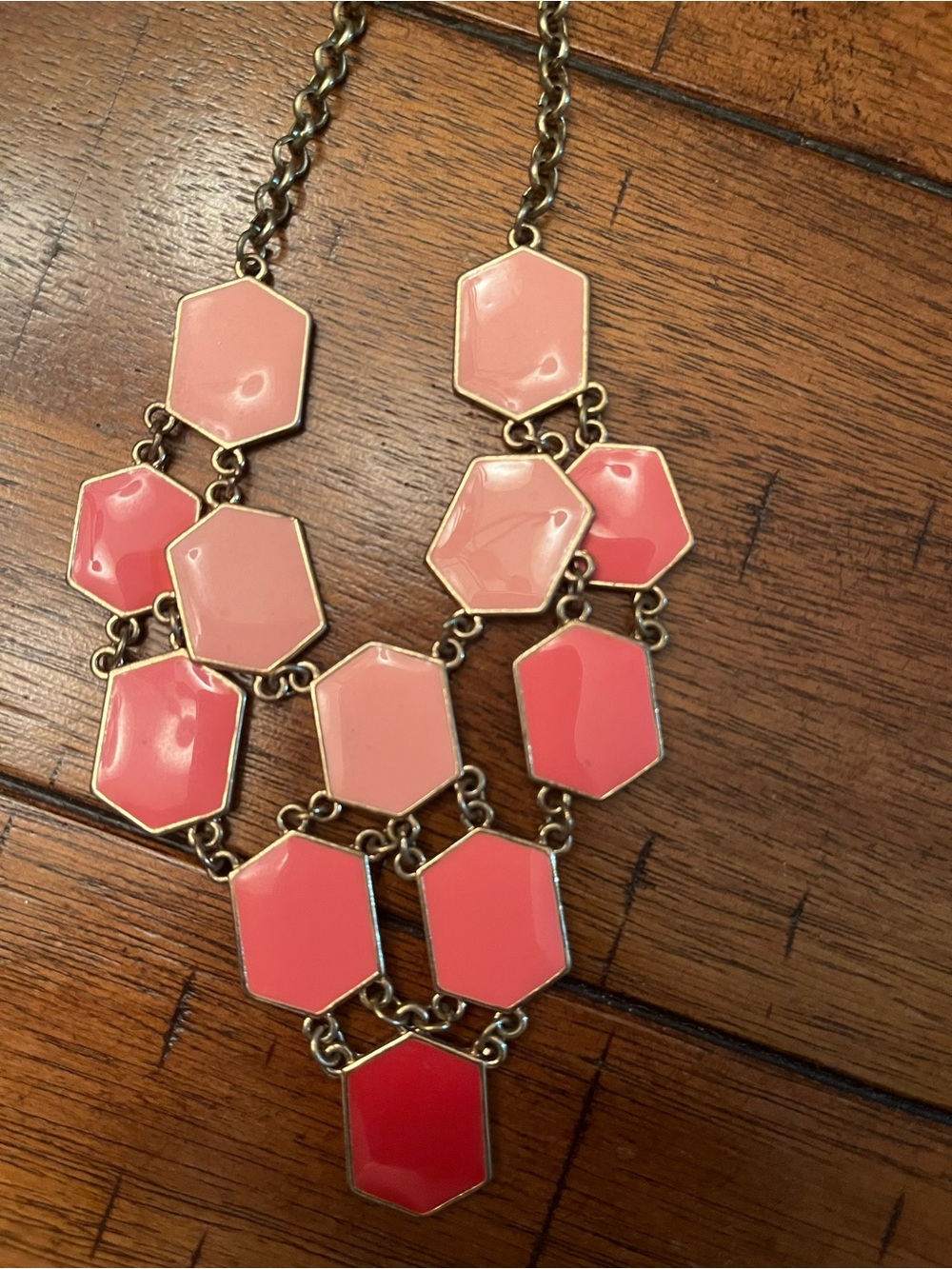 Pink Hexagon Statement Necklace - Unknown Brand